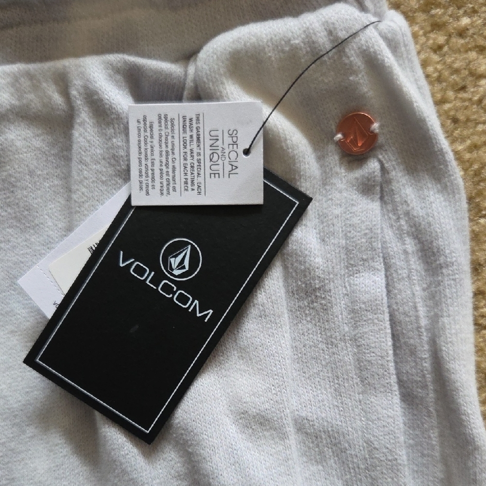 VOLCOM Lil Fleece Pants White and Grey Joggers Loungewear Sweatpants Sz XXL NWT - Picture 7 of 15